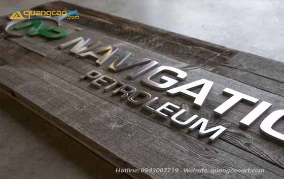 biển gỗ chữ inox